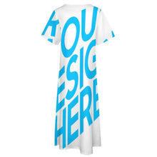 Lade das Bild in den Galerie-Viewer, Einzelbilddruck Damen Kurzarm V-Ausschnitt Casual Lang Kleid Maxikleid Shirt Kleid mit Taschen BYQ mit Fotos Muster Text Logo selbst gestalten und bedrucken