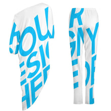 Lade das Bild in den Galerie-Viewer, Damen OFF Shoulder Shirt Kleid mit Carmen-Ausschnitt mit Hose SET 2tlg. VTZ mit Fotos Muster Text Logo selbst gestalten und bedrucken