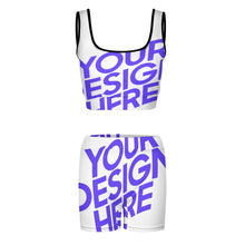 Lade das Bild in den Galerie-Viewer, Einzelbild-Design Damen Yoga Trainingsanzug Set 2-tlg mit Crop Top und Short YJ052 mit Foto Design Motiv Text selbst gestalten und bedrucken