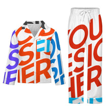 Lade das Bild in den Galerie-Viewer, Multi-Image-Design Jungen Mädchen Kinder Pyjama langarm Schlafanzug zum knöpfen 2 tlg. mit Foto Design Motiv Text selbst gestalten und bedrucken in Karo Optik mit Knopfleiste