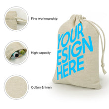 Lade das Bild in den Galerie-Viewer, 8 Stück / Packung Klein Kordelzugbeutel Aufbewahrungsbeutel aus Baumwolle und Leinen mit Fotos Muster Text Logo selbst gestalten und bedrucken