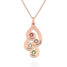 Lade das Bild in den Galerie-Viewer, Gravierte Familienanhänger-Halskette mit Geburtssteinen X0030 in 925 Sterling Silber mit 18K Gold / Roségold Vergoldung Länge verstellbar selbst gestalten