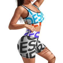 Lade das Bild in den Galerie-Viewer, Vollprint Damen Fitness Trainingsanzug Stretch Tank Top Leggings Set Yoga Set 2 tlg. ABTZ mit Foto Muster Text Logo selbst gestalten und bedrucken