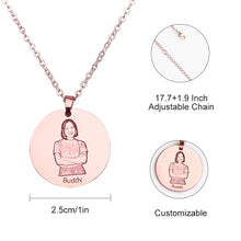 Lade das Bild in den Galerie-Viewer, Gravierbares Plättchen Foto Erinnerung Halskette aus Titanstahl mit 18K Gold Roségold Vergoldung selbst gestalten