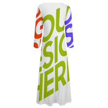 Lade das Bild in den Galerie-Viewer, Bis 5XL Multi-Image-Druck Frauen Rundhals A-Line Langarm Kleid lang mit Fotos Muster Text Logo selbst gestalten und bedrucken
