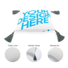 Lade das Bild in den Galerie-Viewer, Kuschelkissen Kissenbezug Kissenhülle aus Baumwolle und Leinen mit Kissenkern mit Quaste mit Foto selbst gestalten und bedrucken