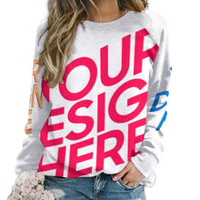 Lade das Bild in den Galerie-Viewer, Multi-Image-Druck Sweatershirt Raglan Shirt Rund-Ausschnitt Langarmshirt RH Damen / Frauen mit Fotos Muster Text Logo selbst gestalten und bedrucken