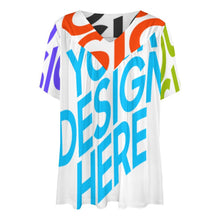 Lade das Bild in den Galerie-Viewer, Multi-Image-Druck Allover Print TShirt BDT Blusenshirt T-Shirt Kuzarm mit einem V- Ausschnitt Damen / Frauen mit Fotos Muster Text Logo selbst gestalten und bedrucken