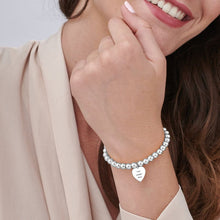 Lade das Bild in den Galerie-Viewer, Beads Armband mit personalisierten Tag Herz S0018 aus Sterlingsilber mit Gravur selbst gestalten