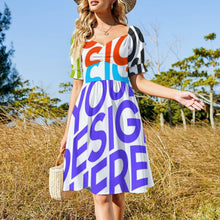 Lade das Bild in den Galerie-Viewer, Große Größen Multi-Image-Druck Damen / Frauen Sommerkleid Jerseykleid Druckkleid B271 knielang mit weitem Rundhalsausshnitt mit Fotos Muster Text Logo selbst gestalten und bedrucken