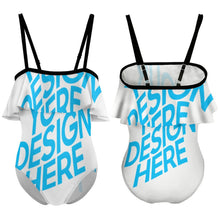 Lade das Bild in den Galerie-Viewer, Schulterfreier Badeanzug NT045 für Mädchen selbst gestalten und bedrucken