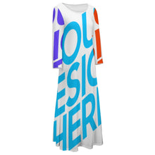 Lade das Bild in den Galerie-Viewer, Bis 5XL Multi-Image-Druck Frauen Rundhals A-Line Langarm Kleid lang mit Fotos Muster Text Logo selbst gestalten und bedrucken