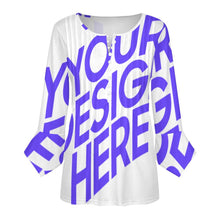 Lade das Bild in den Galerie-Viewer, Damen / Frauen Einzelbild-Design Langarm Shirt mit zehn Knöpfen und Rüschen Blütenblatt Ärmel mit Ihrem Design Motiv Foto Text selbst gestalten und bedrucken