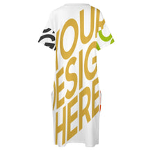 Lade das Bild in den Galerie-Viewer, Multi-Image-Druck Lockeres T-Shirt Kleid mit Taschen Frauen LQ Bis 5XL mit Fotos Muster Text Logo selbst gestalten und bedrucken