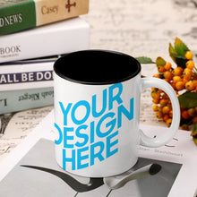 Lade das Bild in den Galerie-Viewer, Fototasse mit schwarzer Innenseite mit Fotos Muster Text Logo selbst gestalten und bedrucken