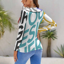 Lade das Bild in den Galerie-Viewer, Multi-Image-Druck Damen Enges Longsleeve Shirt Langarm mit Rüschen NZ129 mit Fotos Muster Text Logo selbst gestalten und bedrucken