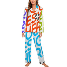 Lade das Bild in den Galerie-Viewer, Multi-Image-Design Damen / Frauen Schlafanzug Pyjama Set Langarm - Kragen Classic (2 tlg.) SDS062 mit Foto Design Motiv Text selbst gestalten und bedrucken