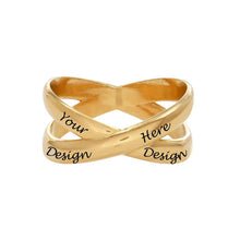 Lade das Bild in den Galerie-Viewer, Personalisierter Cross Ring Kreuzring J0015 mit Text Gravur nach Wunsch mit 18K Gold Roségold Vergoldung selbst gestalten