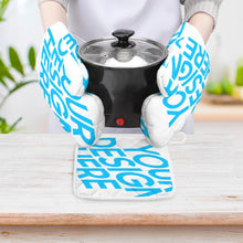 Lade das Bild in den Galerie-Viewer, Topfhandschuhe 3-teilige Set ( 2x Ofenhandschuh + 1x Küchengreifhilfe ) mit Foto selbst gestalten und bedrucken