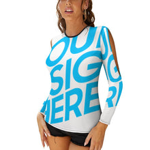 Lade das Bild in den Galerie-Viewer, Schulterfrei T-Shirt mit Rundhalsausschnitt NZ150 für Damen Frauen mit Foto Text selbst gestalten und bedrucken