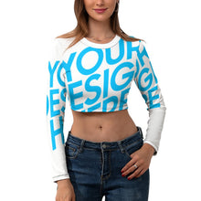 Lade das Bild in den Galerie-Viewer, Sexy Crop Top T-Shirt NZ108 Langarmshirt mit Bauchnabel - Damen / Frauen - selbst gestalten und bedrucken