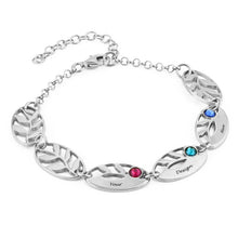 Lade das Bild in den Galerie-Viewer, Damen 925er Sterling Silber Blattarmband S0022 mit Gravur mit 18K Gold Roségold Vergoldung selbst gestalten