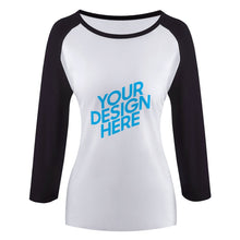 Lade das Bild in den Galerie-Viewer, Damen Raglan T-Shirt mit 3/4 Arm 100% Baumwolle selbst gestalten und bedrucken