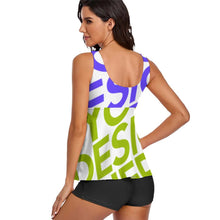 Lade das Bild in den Galerie-Viewer, Multi-Image-Druck Two-Piece Tankini Set Badeanzug 2 teilig QZ6065 mit Fotos Muster Text Logo selbst gestalten und bedrucken