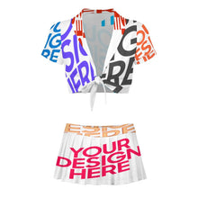 Lade das Bild in den Galerie-Viewer, Multi-Image-Design Frauen Cheerleader Kostüm Uniform Bauchfrei zweiteilig mit Foto Design Motiv Text selbst gestalten und bedrucken