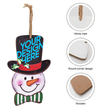Lade das Bild in den Galerie-Viewer, Weihnachtsschneemann Holzschild Ornament, Weihachtsbaumaufhänger mit Foto Text selbst gestalten und bedrucken
