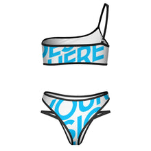 Lade das Bild in den Galerie-Viewer, 2023 New edle Einzelbild-Design EIN Schulter Bademode Push-Up Bustier Bikini Set 2 teilig mit Ihrem Foto Motiv und Text selbst gestalten und bedrucken