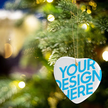 Lade das Bild in den Galerie-Viewer, Christbaumschmuck Herz Weihnachten Deko Anhänger mit Fotos Muster Text Logo selbst gestalten und bedrucken