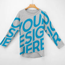 Lade das Bild in den Galerie-Viewer, Einzelbilddruck All Over-Druck Gestricktes graues Tuch langes Rundhals Langarm Shirt TShirt BL mit Fotos Muster Text Logo selbst gestalten und bedrucken