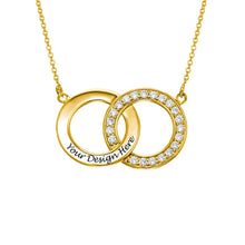 Lade das Bild in den Galerie-Viewer, Interlocking Circle Halskette mit Zirkonias X0079 mit Gravur selbst gestalten