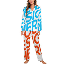 Lade das Bild in den Galerie-Viewer, Einzelbild-Design Damen / Frauen Schlafanzug Pyjama Set Langarm - Kragen Classic (2 tlg.) SDS062 mit Foto Design Motiv Text selbst gestalten und bedrucken