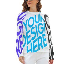 Lade das Bild in den Galerie-Viewer, Personalisierte Multi-Image-Druck Vollprint Frauen Lässiges Sweatshirt Shirt Langarmshirt RHDEC2 mit Foto Muster Text selbst gestalten und bedrucken