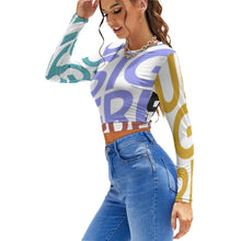 Lade das Bild in den Galerie-Viewer, Multi-Image-Druck Damen Langarm Rückenfreies Shirt Crop Top NZ141 mit Fotos Muster Text Logo selbst gestalten und bedrucken