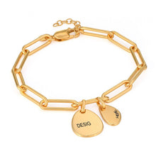Lade das Bild in den Galerie-Viewer, 925 Sterling Silber Damen Büroklammer Charm Armkette ME Link Chain S0001 mit Gravur mit 18K Gold Roségold Vergoldung Länge verstellbar selbst gestalten