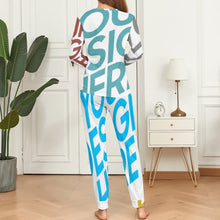 Lade das Bild in den Galerie-Viewer, Multi-Image-Druck Pajamas lang zweiteiliger Schlafanzug Damen / Frau BTZ mit Fotos Muster Text Logo selbst gestalten und bedrucken