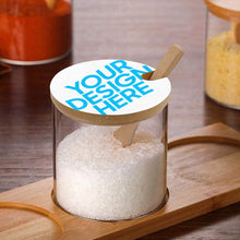 Lade das Bild in den Galerie-Viewer, Gewürzdosen Gewürzgläser aus Glas und Holz mit Foto Text selbst gestalten und bedrucken