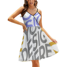Lade das Bild in den Galerie-Viewer, Multi-Image-Design Damen / Frauen Sommerkleid Sling Kleid Trägerkleid mit V-Ausschnitt und mit Spaghetti-Träger NZ016 mit Foto Design Motiv Text selbst gestalten und bedrucken