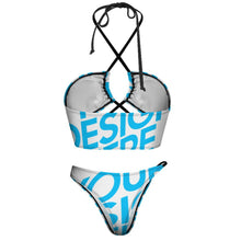 Lade das Bild in den Galerie-Viewer, 2023 Newest Damen Bikini Set Badeanzug 2 teilig Sexy Skinny und Gerafft mit Fotos Muster Text Logo selbst gestalten und bedrucken