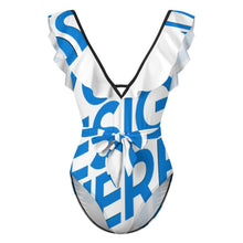 Lade das Bild in den Galerie-Viewer, 2024 NEW Einzelbild-Design Bademode Damen Sexy Einteiliger Badeanzug Strandbadeanzug V Ausschnitt SDS2003 mit Rüschenbesatz mit Foto Design Motiv Text selbst gestalten und bedrucken