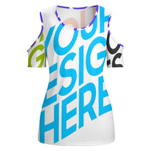 Lade das Bild in den Galerie-Viewer, Multi-Image-Druck Damen / Frauen Casual Short Sleeve Shirt TSHIRT mit Cut-outs ACT mit Fotos Muster Text Logo selbst gestalten und bedrucken