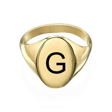 Lade das Bild in den Galerie-Viewer, Personalisierter Kupfer Oval Seal Ring Initialensiegelring J0026 mit Namen Gravur selbst gestalten