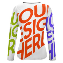 Lade das Bild in den Galerie-Viewer, Modisches Sexy Multi-Image-Druck Voll Druck Damen / Frauen Top Trägerloses Langarmshirt Langarmbluse Langarmhemd NZ150 mit Fotos Muster Text Logo selbst gestalten und bedrucken