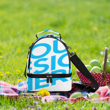 Lade das Bild in den Galerie-Viewer, Doppeldecker Kühltasche Lunchtasche mit Tragegriff mit Fotos Muster Text Logo selbst gestalten und bedrucken