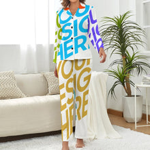 Lade das Bild in den Galerie-Viewer, Multi-Image-Druck Damen / Frauen DTZ Pyjama im Hemdblusenlook (1 tlg., 1 Stück) Schlafanzug Nachthemd durchgeknöpft mit Fotos Muster Text Logo selbst gestalten und bedrucken