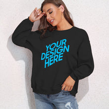 Lade das Bild in den Galerie-Viewer, 100% Baumwolle Rundhalspullover Rundhalsshirt Sweatshirt A-071 für Damen Frauen mit Foto Muster Text selbst gestalten und bedrucken
