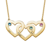 Lade das Bild in den Galerie-Viewer, Personalisierte Verflochtene Herzkette mit Geburtssteinen X0063 mit Gravur selbst gestalten